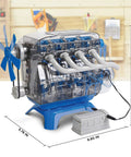 Hands On 4 Cylinder Engine Kit For STEM Lovers With Working Pistons Valves Belts And LED Lights DIY Model Engine Toy