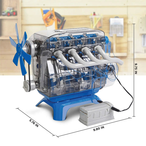 Hands On 4 Cylinder Engine Kit For STEM Lovers With Working Pistons Valves Belts And LED Lights DIY Model Engine Toy