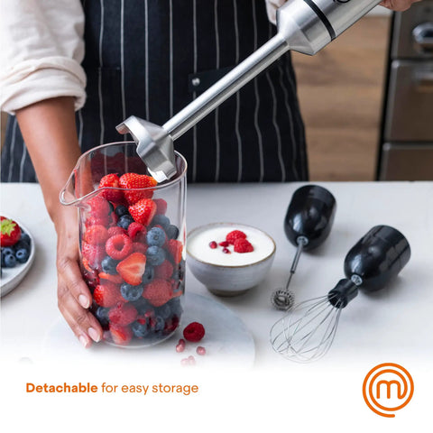 Pro Grade Handheld Immersion Blender With Whisk And Milk Frother Attachments 400W 3 In 1 Stick Blender blending berries