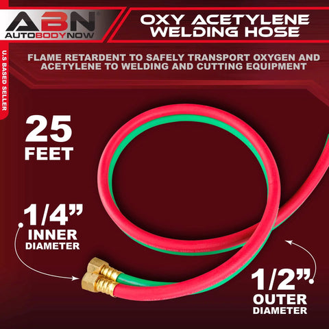 Oxy Acetylene Torch Hose Twin Cutting 25 Ft By One Quarter Inch B Fitting Welding Gas Hose Pro Grade Flame Retardant