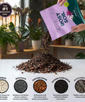 Orchid Potting Mix With Superior Aeration And Drainage For Thriving Orchids Peat Free Microbially Active Biochar Powered Soil For Orchid Plants Ideal For Indoor Gardening 4 Quarts being poured from bag.