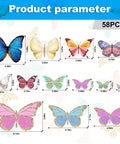 Luminous Butterfly Wall Stickers Set With 58 Pcs Phosphorescent Colorful Wall Art For Kids Room Girls Bedroom And Bathroom Decor DIY Craft Projects Ideas For Easy DIY Fun featuring various sized colorful butterflies