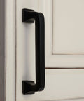 4 Inch Center To Center Square Cabinet Pull Black Solid Cast Iron 10 Pack With Rust Resistant Powder Coat One And One Quarter Inch Projection