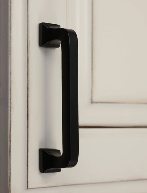 4 Inch Center To Center Square Cabinet Pull Black Solid Cast Iron 10 Pack With Rust Resistant Powder Coat One And One Quarter Inch Projection
