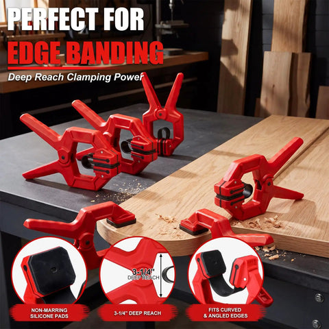 Eight Pack Edge Band Spring Clamps For Edge Banding And Woodworking Adjustable Clips For Carpentry And Home Improvement