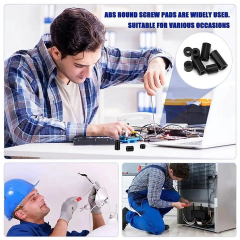 960 Piece Black Nylon Spacers Assortment Kit For Screws And Electrical Installations, Round Spacers For Outlet And Switch Receptacle Mounting, DIY Friendly Multi Size Inner Diameters And Lengths For Stable Misalignment Fix, black nylon spacers for electrical work