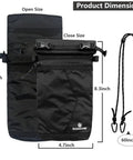 Faraday Bag For Phone And Key Fob With Signal Blocking Pouch Shields GPS WiFi Bluetooth Cellular Signals RFID Travel Privacy Case For Daily Data Protection Black; dimensions shown with open and closed size, includes 60-inch strap.