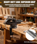 Beefy Three Inch Bench Vise With 360 Degree Swivel Base Clamp On Heavy Duty Cast Iron Vise for woodworking on a bench