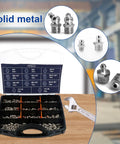 270 Piece Galvanized Grease Zerk Fitting Kit With Imperial And Metric Range in open organizer with wrench display