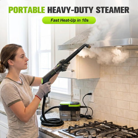 Hakosci 1500W Portable Handheld Steam Cleaner Heats In Just 10 Seconds For Quick Messes With Three Adjustable Steam Levels And Built-In Tank used to clean kitchen exhaust.