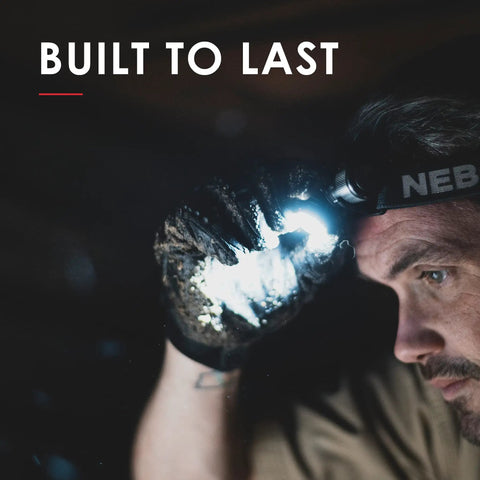 Person using Transcend 1000 Lumen Rechargeable Headlamp With 5 Light Modes and Detachable Magnetic Work Light, in darkness.