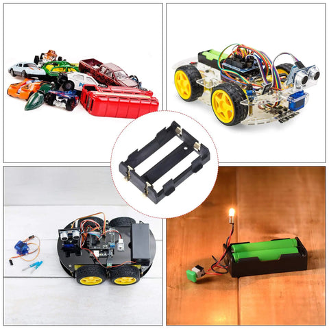 Slick 26650 Battery Case Holder Set With Easy Pin Connectors For 3.7V Lithium Cells, modular design for DIY electronics.