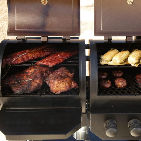 Heat Plate And Burner Kit For Pit Boss Pro Series 1100 Wood Pellet And Gas Combo Grill with cooked meats and vegetables