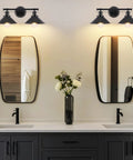 Two Light Matte Black Farmhouse Vanity Light Fixture for Bathroom, Rustic Industrial Wall Sconce Over Mirror, 20 Inch Long