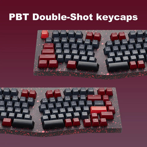 Slick Aluminum Mechanical Keyboard Boasting Ergonomic Split Alice Layout Hot Swappable Creamy Linear Switches Tri Mode Wireless And Gnarly Rgb Lighting For Flawless Typing Sessions In Dope Burgundy with PBT Double-Shot keycaps.