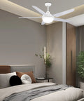 53 Inch Ceiling Fan With Lights And Remote For Bedroom And Living Room, Modern White Indoor Ceiling Fan With 5 Reversible Blades
