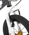 Close-up of front wheel and V-brake on Lomand 16 Inch Kids Bike With Training Wheels For Boys And Girls Ages 4 To 7 in gray.