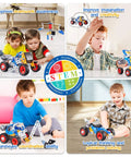 Cool Five In One STEM Building Kit With Electric Motor For Kids Aged Six To Twelve Hands On Construction Toys For Boys And Girls 113 Pieces DIY Educational Toy Set For Future Engineers, children building model cars