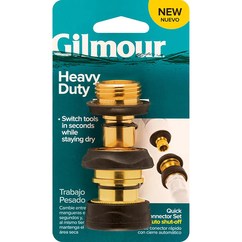 Brass Quick Disconnect Garden Hose Fittings Set With Durable Male And Female Connectors Rubber Grips on product packaging