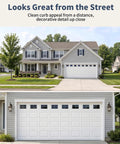 32 Piece Magnetic Faux Window Panels For Steel Garage Doors, 6x4 Inch Each, Glossy Realistic Look installed on a gray house