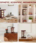 Galileo Style Glass Thermometer With Quartz Clock, Analog Barometer And Hygrometer, Indoor Outdoor Weather Station in wood frame