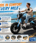 High Output 4000W Electric Motorcycle With A Dual 60V Battery Rig Delivering Over One Hundred Ten Miles Per Charge And Rolling Fifty MPH Tops With Quick Hydraulic Brake Stops For Adults Who Want Zero Hassle And Maximum Thrill, riding along a coastal road.