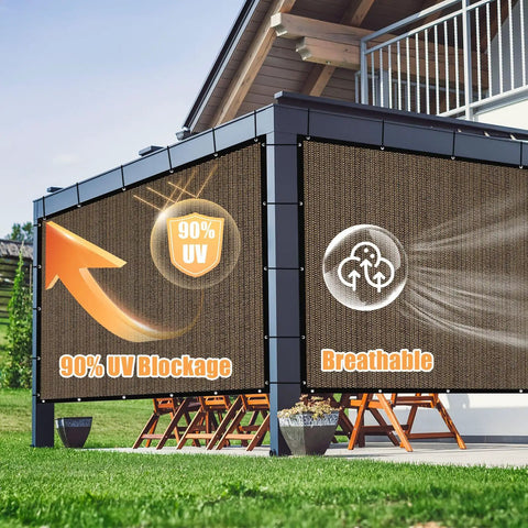 90 Percent UV Block Shade Cloth For Pergola With Grommets 8 By 10 Feet Privacy Screen For Outdoor Patio Hangout Garden Mocha