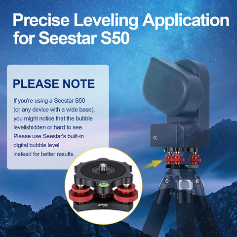 Tripod Leveler Stand With Five Degree Precision Adjustment Bracket For Seestar S50 with bubble level and locking dials
