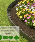 Heavy Duty Landscape Edging Kit With 2 Inch Border And 100 Ft Length Upgraded With 150 Steel Stakes For A Strong No Sweat Reinforced Design And Durable Plastic Garden Border For Flower Beds Lawn And Yard, edging around colorful flower bed