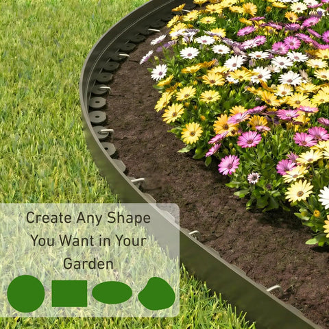 Heavy Duty Landscape Edging Kit With 2 Inch Border And 100 Ft Length Upgraded With 150 Steel Stakes For A Strong No Sweat Reinforced Design And Durable Plastic Garden Border For Flower Beds Lawn And Yard, edging around colorful flower bed