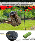 Solar Watering Can Fairy Lights Outdoor Garden Decor Waterproof Lawn Lamp With Star Shower Twinkling LED Lights For Walkway Patio Yard Vibes Bracket Included, shown with solar panel and rechargeable battery in garden setting.