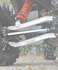 Heavy Duty Aluminum Rear Radius Arms For Can Am Maverick DPS X MR X RS Max 2013 And Up Hex Design For Strength To Weight Ratio Polished Finish Easy Fitment Upgrade For Rugged Off Road Adventures on rear suspension