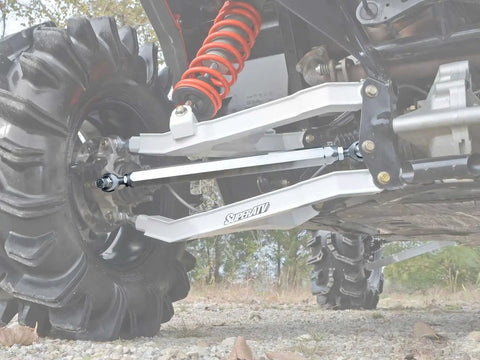 Heavy Duty Aluminum Rear Radius Arms For Can Am Maverick DPS X MR X RS Max 2013 And Up Hex Design For Strength To Weight Ratio Polished Finish Easy Fitment Upgrade For Rugged Off Road Adventures on rear suspension