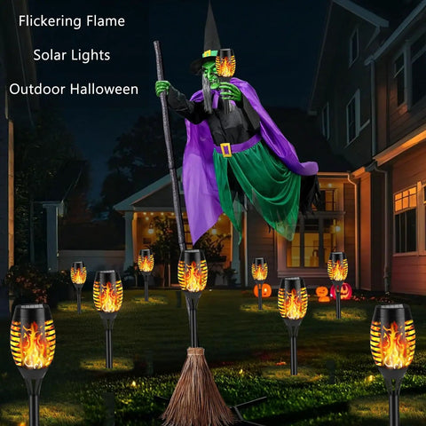 Solar Flickering Flame Outdoor Torch Lights For Garden Decor Waterproof 12 LED Torches Pathway