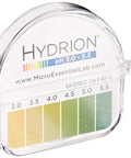 Hydrion Short Range pH Test Paper Dispenser 3.0 To 5.5 pH Range With A 15 Foot Roll, showing pH color chart in clear case.