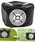 Impact Hitting Bag Golf Swing Trainer Mesh Practice Tool for Enhanced Accuracy, compact design in use on green grass