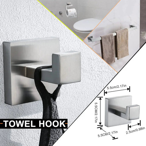 Five Piece Bathroom Hardware Set With 23.6 Inch Towel Bar Towel Rack Modern Stainless Steel Wall Mount Brushed Nickel Finish