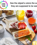 High CRI comparison showing colorful food under different lighting conditions