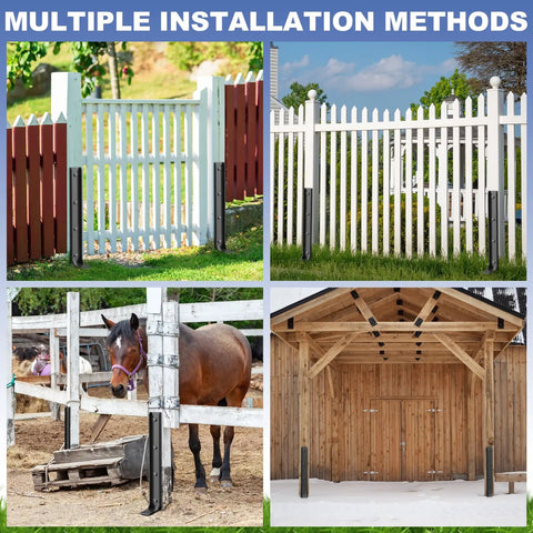 Six Pack Fence Post Repair Kit With Heavy Duty 33.6 Inch Ground Stakes And Thickened Steel Anchor Spikes installation examples