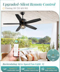 Outdoor porch with 52 Inch Outdoor Ceiling Fan With Lights And Remote For Porch Patio And Gazebo, IP65 Waterproof features shown
