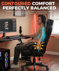 Person using Big And Tall Gaming Chair For Adults With 350 Lb Capacity, Heavy Duty Office Chair, Sky Gray, showing ergonomic lumbar support.