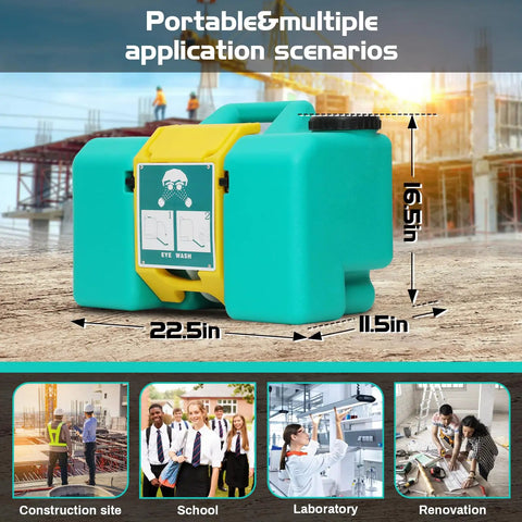 9 Gallon Portable Eye Wash Station OSHA Approved Wall Mounted Emergency Eye Wash With Dual Spray ANSI Certified First Aid