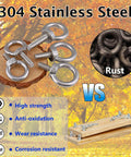 304 Stainless Steel Shoulder Lifting Eye Bolts With Male Thread For Heavy Duty Use Corrosion Resistant, 4 Pack, M14, displayed with comparison to rusty bolts.