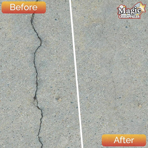 Fill Cracks Like a Pro With This 2.5Lb Gray Concrete Crack Filler For Driveways, Walkways, And Patios, Easy Dry Granular Formula, Mess Free DIY Repair From Hairline To Large Cracks before and after concrete repair