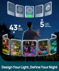 Person controlling 8 Pack Solar Pathway Lights Color Changing RGB Garden Lights 200 Lumen Waterproof IP65 Outdoor Solar Powered features