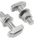 Top Shelf 304 Stainless Steel M6 X 20 T Slot Bolts And Hammer Head Screws With Rust Beater Finish For Cnc Routers And Woodworking Benchtop Machines Solid Pack Of Twenty close-up of M6 T slot bolts and hammer head screws.