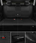 Leather Seat Covers Full Set Universal Water Resistant With 3D Foam Back Support For SUV Sedan Van All Season Dope Comfort And Luxury Airbag Compatible Pure Black showing rear seat installation and detail view.