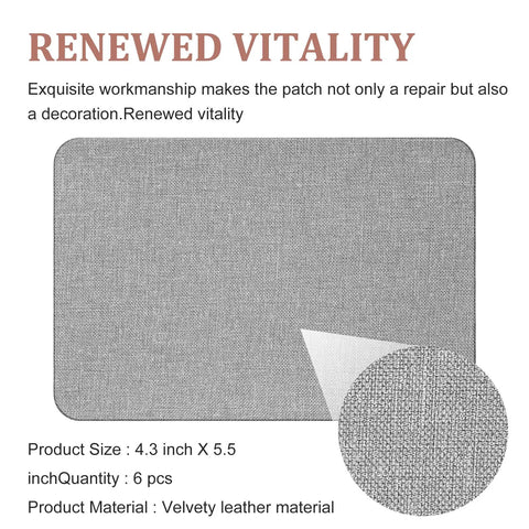 Self Adhesive Fabric Couch Repair Patches Kit 4x6 Inches Linen Mending Tape for sofa repair and furniture.