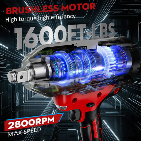 Cordless Impact Wrench With Brushless Motor Delivers Up To 1600 Foot Pounds Of Torque And 2100 Nm Three Quarter Inch Drive