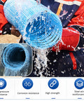 Man holding 4 Inch Corrugated PVC Drain Pipe With Soft Infiltration For French Drain And Yard Drainage System Ideal For Gardens And Lawns spraying water through it showing its permeability and durability.